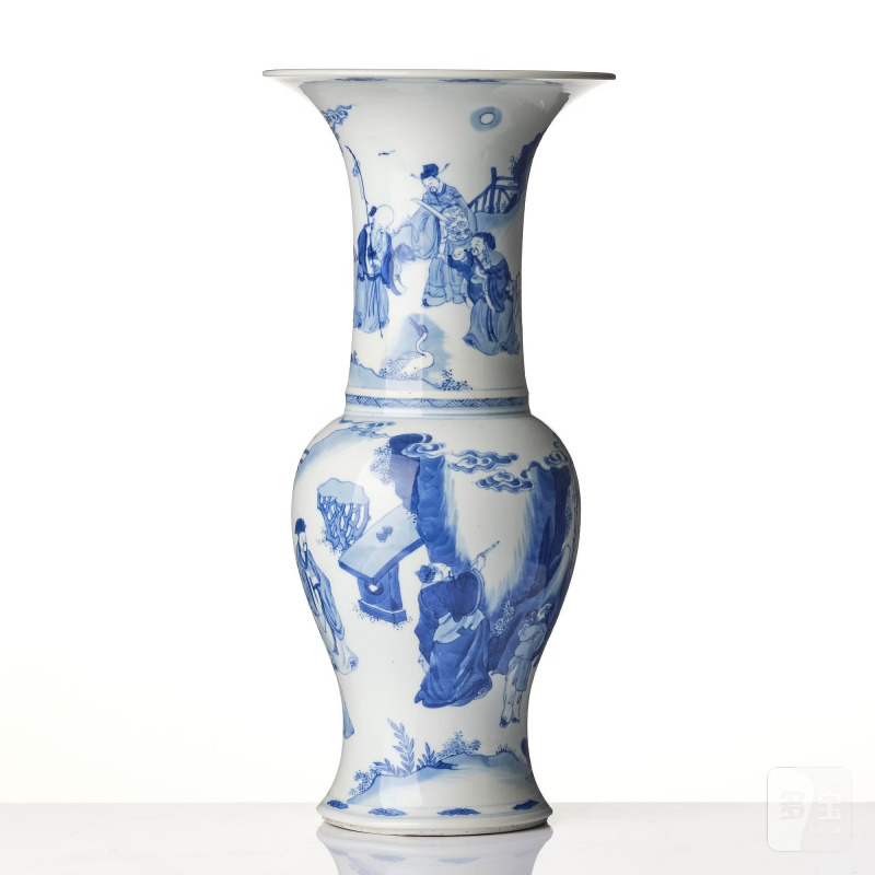 A large blue and white 'figural' yenyen vase, - 图3